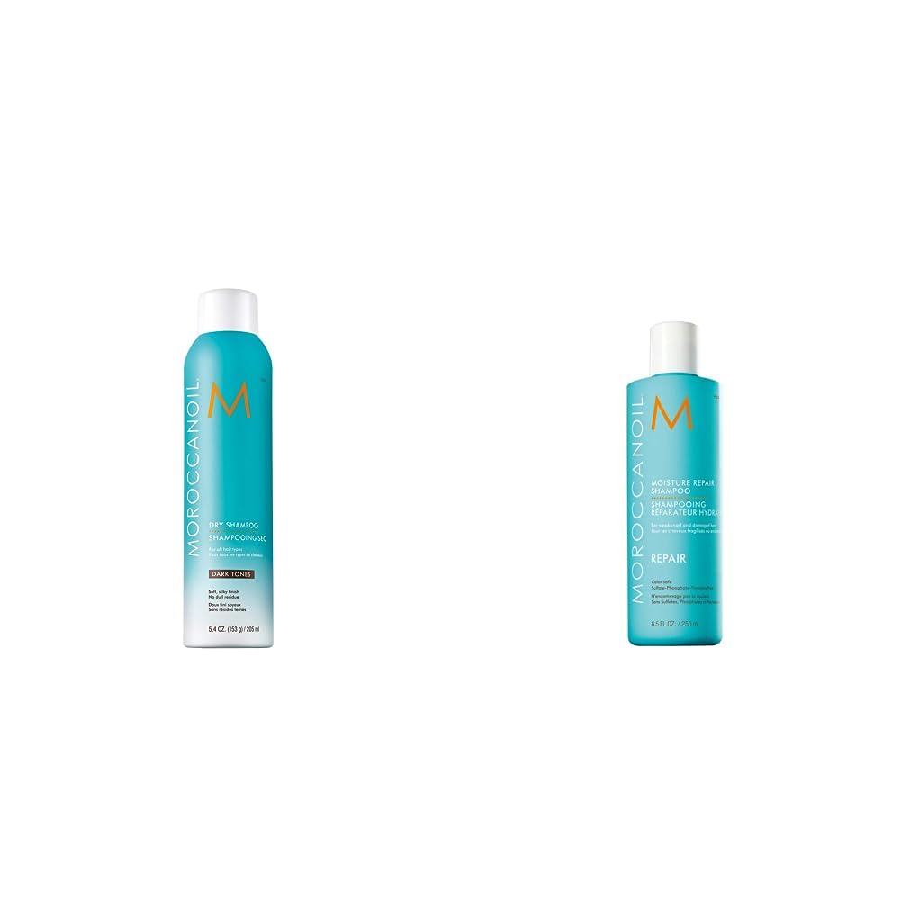 Moroccanoil Champú Seco Tonos Oscuros, 205ml & Champú Reparador Hidratante, 250ml