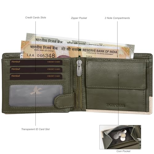 Image of HORNBULL Men's Personalized Gift Wallet I Customized Slim Stylish Leather Purse with Name I Unique Birthday Gift for Men Boy Love Husband (Green)