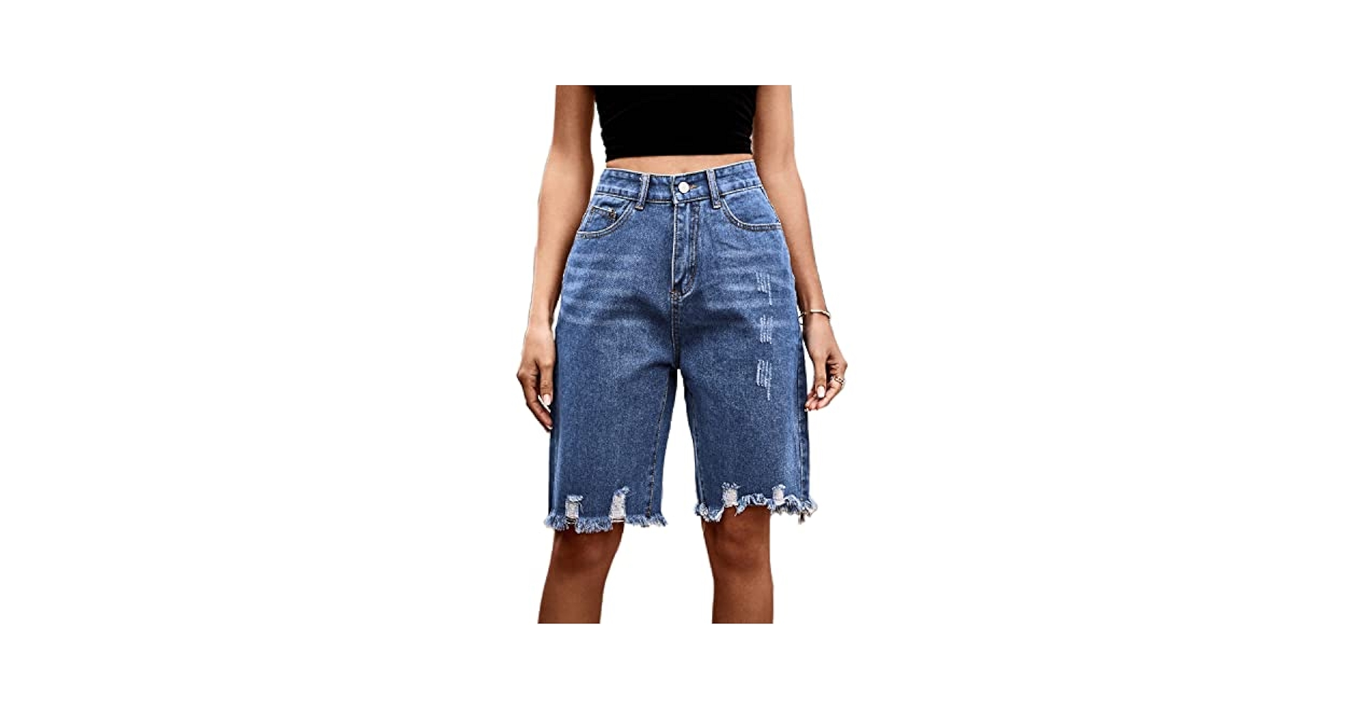 Sumleno 2025 Women's High Waist Bermuda Denim Shorts