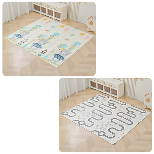 Bxzzuisプレイマット 赤ちゃん 遊びマット 両面パターン 折り畳み式 ベビーマット 可愛い 200*180*1.5cm フロアマット 衝撃緩和 転倒防止 防水 滑り止め 出産祝い (A,200*180*1.5cm)