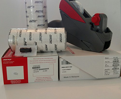 Meto 8.22 Price Label Gun, Value Pack, Price Gun, Box White Labels, Ink Roller