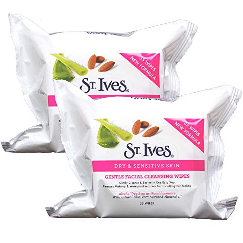 St. Ives Gentle Face Cleansing Wipes for Dry and Sensitive Skin - 35 Wipes x 2 Pack