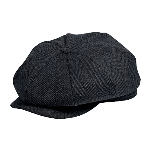 Image of POUDAY Newsboy Cap for Men - Irish Newsies Cabbie Hat - Flat Winter Hat