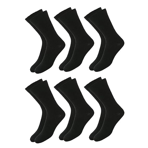 sunex Calf Length, Full Length, High Length Pure Cotton Plain Solid Black Color Formal Socks For Men and Boys - Pack of 6 Pairs-picture-46