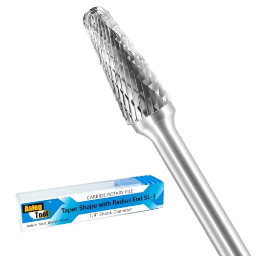 Image of SL-3 Tungsten Carbide Burr Rotary File Taper Shape with Radius End Double Cut with 1 /4 inch Shank for Die Grinder Drill Bit