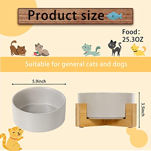 Grey Ceramic Dog Cat Bowl Dish With Stand For Food And Water Feeder,Non Spill Modern Cute Heavy Weighted Pet Bowl For Medium Size Dogs 25.3Oz #TOP1