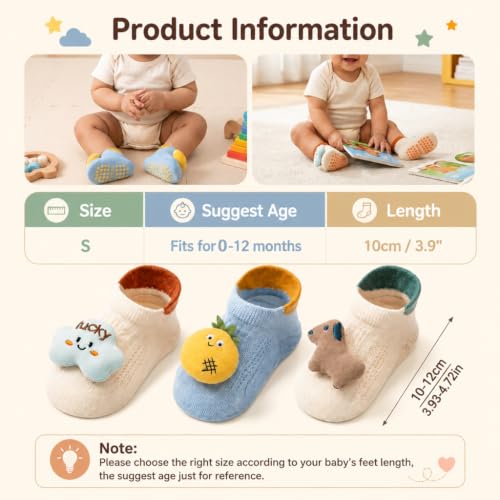 Image of SNOWIE SOFT 3 Pairs Baby Girls Stocking Polyester Cotton Mesh Stocking Knee High Breathable Summer Stockings Cartoon Baby Stockings Gift for Baby Girls 0-3 Years Old