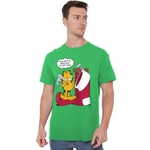 T-shirt mixte Kelly Green Garfield Wish Big en coton confortable