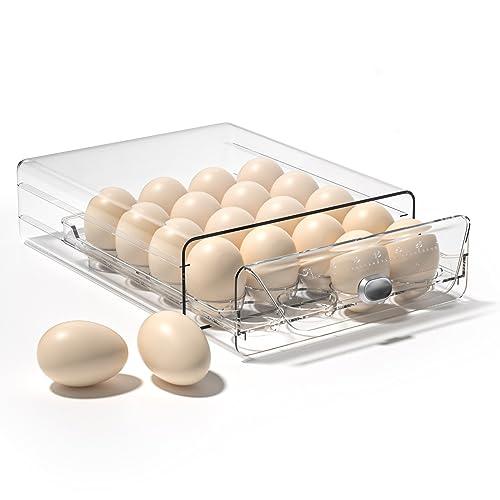 Clear Egg Container for Refrigerator 18 Count,AYOTEE 20 Grid Egg Holder For Refrigerator Egg Storage Container for Refrigerator,BPA Free Egg Organizer for Refrigerator,Clear Egg Holder for Fridge