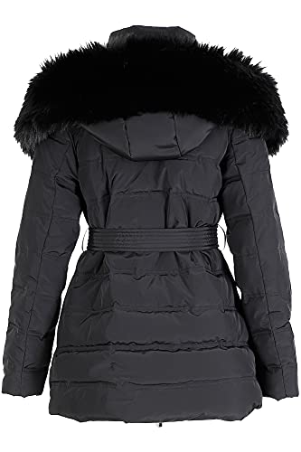 CAFèNOIR Piumino in Nylon con Pelliccia Nero 40