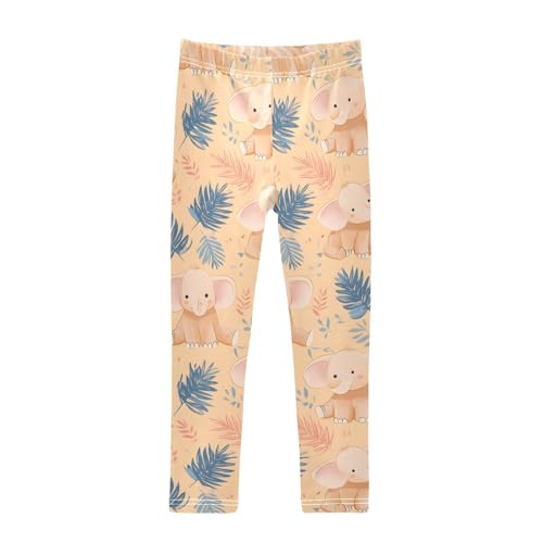 ALAZA Girls' Leggings Children's Yoga Pants Skinny Printed Dance Elephant Lovely Comfortable 4T
