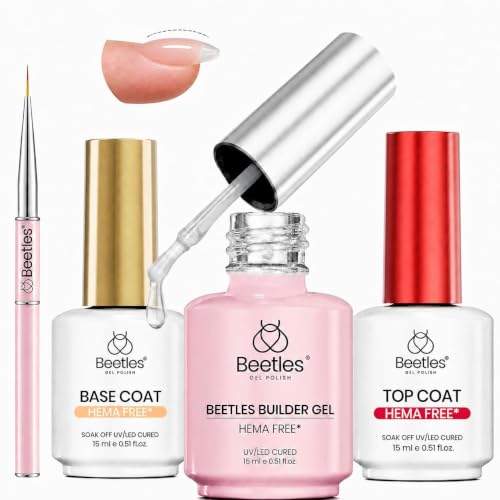 Image of Beetles HEMA-Free Builder Gel with Base and No Wipe Top Coat 3PCS 15ML