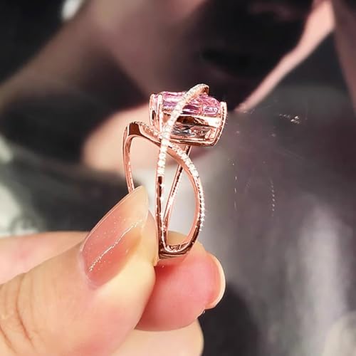 Novel Pink Cubic Zirconia Cross Design Women Rings Engagement Accessories Jewelry3