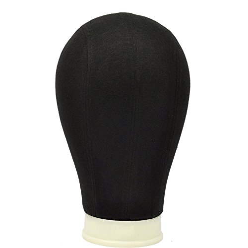 GEX 21-25" Poly Canvas Block Head Mannequin Head Wig Display Styling Water Repellant Head With Mount Hole Black 22"