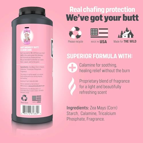 Image of Anti Monkey Butt Body Powder for Women - Talc-Free Anti Chafing Powder for Sweat, Friction, & Itch Relief - Calamine Body Powder for Thigh Chafing, Skin Irritation, & Odor Control - 8 oz