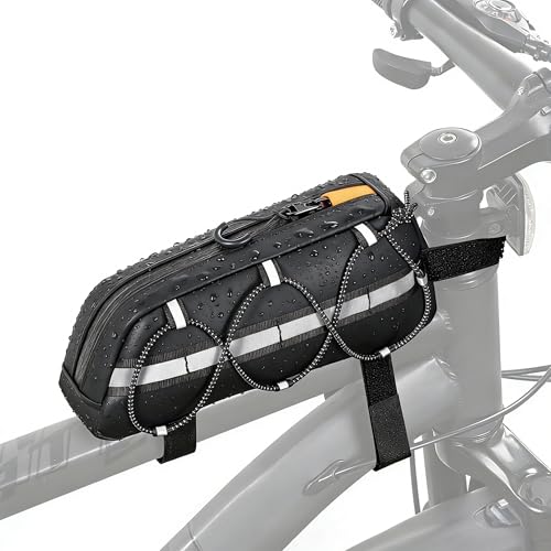 FREEAMG Bike Frame Bag 1.2L Bicycle Top Tube Bag with Reflective Strips