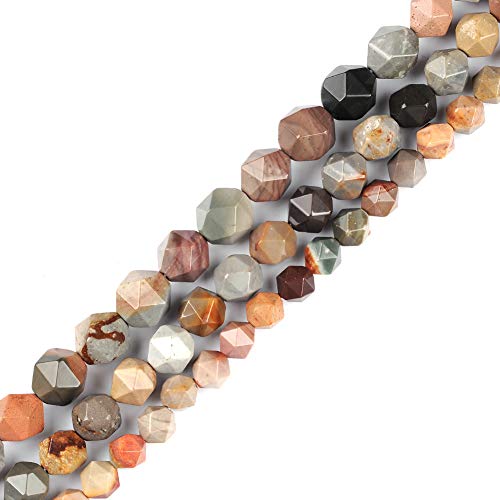 Ruilong AA+ Grade Faceted Natural Stone DIY Precious Gemstone Loose Strand Beads for Jewelry Making (Picture Jasper, 8MM) - Image 2