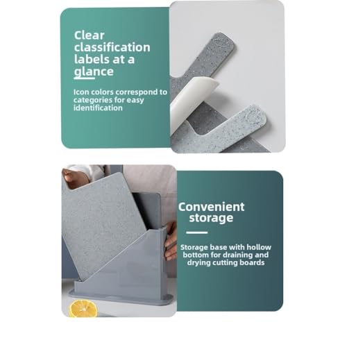 Tablas de cortar de plástico gris antideslizantes con soporte de almacenamiento vertical 4