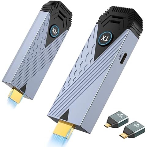 Wireless HDMI Transmitter and Receiver, Dbilida 2.4/5GHz Wireless HDMI Extender, Wireless HDMI Adapter Wireless HDMI Dongle for Streaming from Camera, DSLR, PC, Laptop to TV/Projector/Monitor Cover