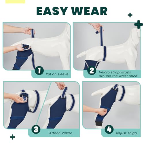 Image of Dog Rear Leg Sleeve to Stop Licking, Hind Leg Protector After TPLO Recovery, ACL Surgery, Wounds or Skin Issues, Soft Breathable Comfortable Cover for Large Medium Small Dogs, 2XL,Right,
