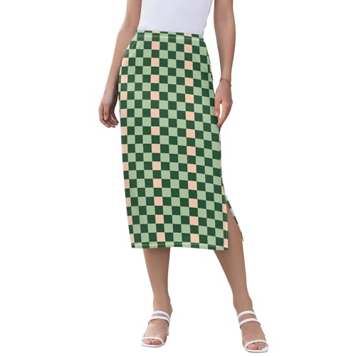 Women Casual Stretch Midi Skirts for Teen Girls Weekend Split Midi Skirt