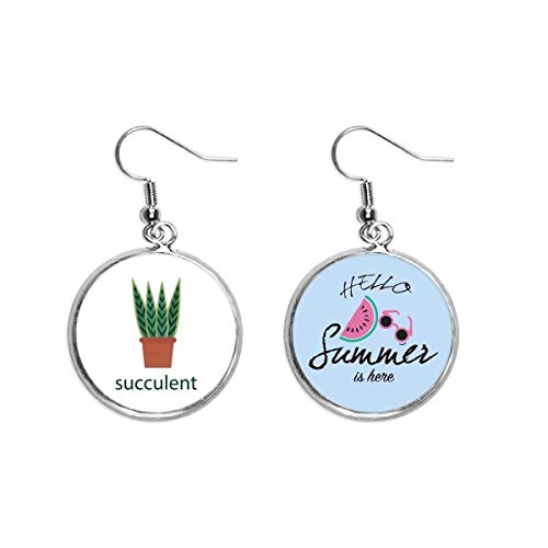 Pendientes de sandía y cactus de verano hechos de resina ligera para lóbulo