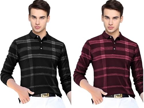 Image of Noble Monk Men's Polo Neck Full Sleeves T-Shirt | Causal Tshirt for Men