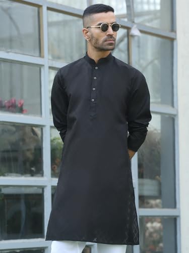 Image of KRAFT INDIA Men's Cotton Kurta Pyjama Set | Woven Design Traditional Ethnic Wear | Festive, Wedding & Casual Outfit | Comfortable & Breathable Fabric