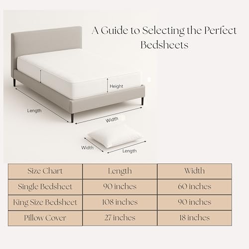 Image of Luxe Ere Jacquard Bedsheet for Double Bed, King Size (90x108) with 2 Pillow Covers, 300TC Premium Cotton Fabric, Perfect for Home Decor, Gifting & Romantic Escapes-Sunset Bronze