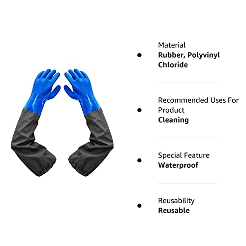Haiou Pvc Chemical Resistant Gloves, Long Rubber Gloves, Long Waterproof Gloves And Heavy Duty Waterproof Gloves For Chemical And Acid Work, 25 Inches, Large-(Blue) #TOP7
