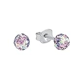 Pequeños pendientes esféricos para niños en plata de ley 925, engastados con cristales brillantes