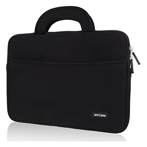 amCase Chromebook Case-11.6 to 12 inch Neoprene Travel Sleeve with Handle-Black Cover
