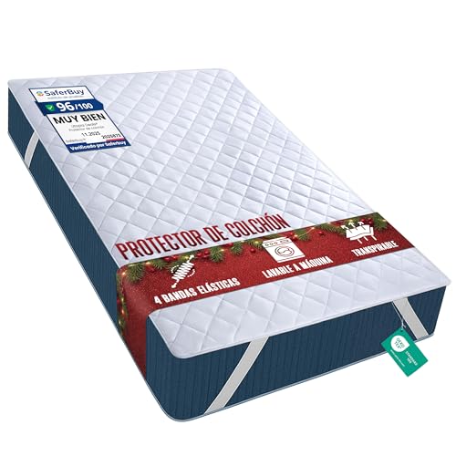 Utopia Bedding Protector de colchón con Bandas elásticas 160 x 200 cm, Microfibra, Transpirable, Protector de colchón con Bandas se extiende hasta 30 cm de Profundidad (Blanco)