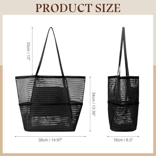 Beach Tote Bags for Womens, Causal Pool Bags for Mom Travel Swimming Vacations Beach Essentials Family Picnic, Black3