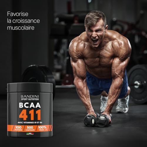 Bandini® BCAA 4.1.1 500 Comprimés = 100 Entrainements | Pré-workout Booster puissant | Sans OGM | Musculation & Fitness | Acide Aminés Essentiels Valine Leucine Vitamine B1 et B6 | Assimilation Rapide – Image 5