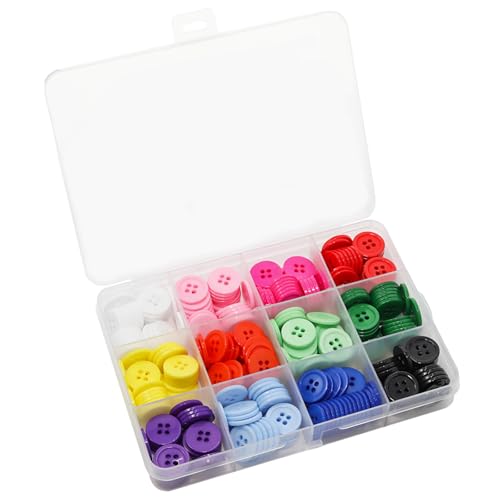 Lilaly 300 PCS 5/8 inch (15mm) Buttons for Crafts, 4 Holes Colorful Resin Buttons, for Sewing Children Sweater DIY Crafts Scrapbooking (12 Colors)