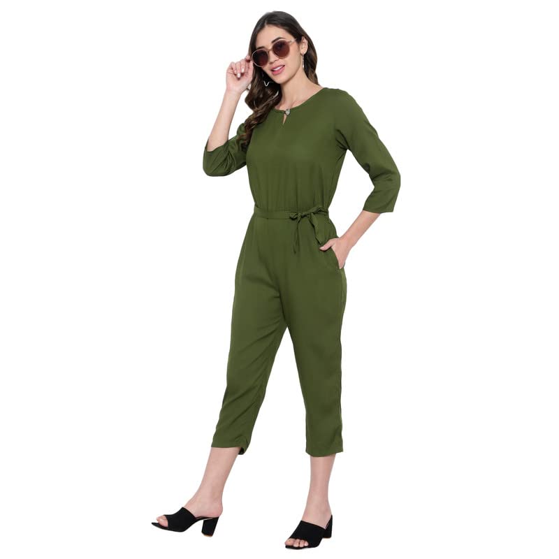 Image of Women's Knee Length Full sleeves jumpsuit (multicolor)
