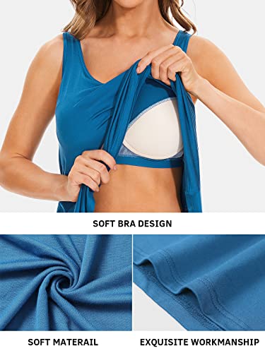 Image of Air Curvey Tank Tops for Women Build in Bra Casual Flowy Tank Pleated Loose Fit S-XXXXL