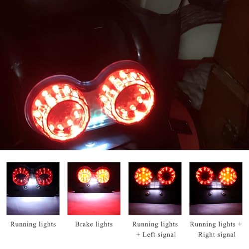 Image of Wevdn 40-LED 40W Motorcycle Tail Light, Integrated Running 40 LED Brake Stop Light with License Plate Bracket, Turn Signal Lamp Tail Light for Motorcycle Street Bike Cruiser (Black)