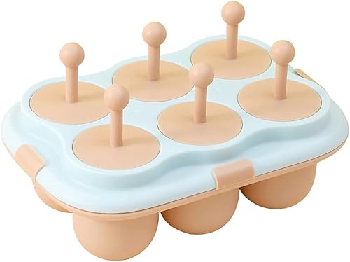 Mini moldes de paletas para niños, moldes de silicona sin BPA, con tapa reutilizable, 6 palos y 4 hebillas fijas