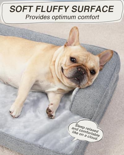 KSIIA Washable Dog Bed Medium Size Dog U-Shaped Bolster Pet Couch with Removable Waterproof Cover, Non-Slip Bottom and Egg-Crate Orthopedic Foam Pet Bed, 35 x 22 Inch, Gray - Image 4