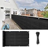Cliselda Apartment Balcony Privacy Screen Fence, 3'x16' Black Privacy Fencing Shield Cover Mesh Windscreen Railing Screen Shade Cloth with Grommets UV Protection for Deck Patio Backyard Pool Porch
