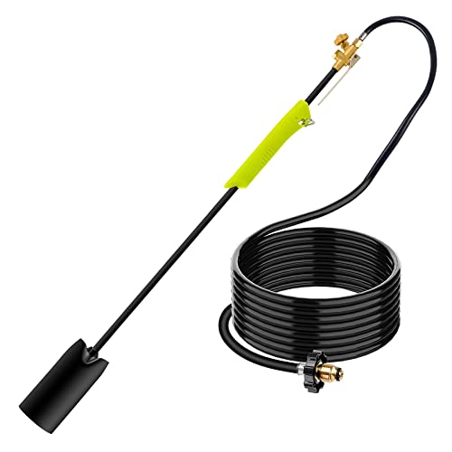 Hotdevil Propane Torch Weed Burner 500,000 BTU Weed Burner Blow Torch Flame Weeder Kit Heavy-Duty Flame Thrower with Adjustable Flame 10FT Long Hose - Compact Garden, Roofing Flamethrower Torch
