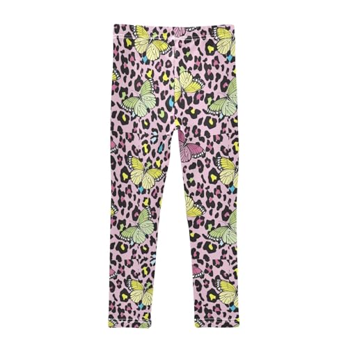 Butterfly Leopard Girls Leggings,Workout Leggings for Girls Toddler Athletic Leggings Size for 3-10T2