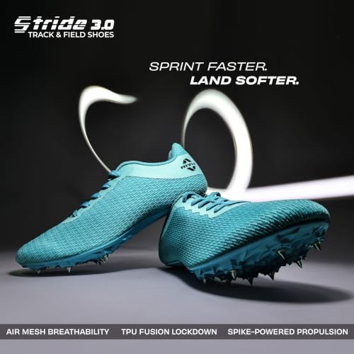 Nivia Stride 3.0 Athletic Spikes Track & Field Shoes for Men, Sprint Spikes, Outdoor Running Shoes, Track and Field Shoes, (Sky Blue), Size UK10 - Image 3