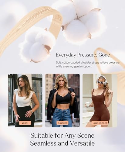 Image of Popilush Wireless Bras for Women Seamless Supportive Bra Full Coverage Comfortable Bralettes with Wide Strap