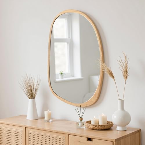 Irregular Wall Mirror,Wood Decor Bathroom Mirrors
