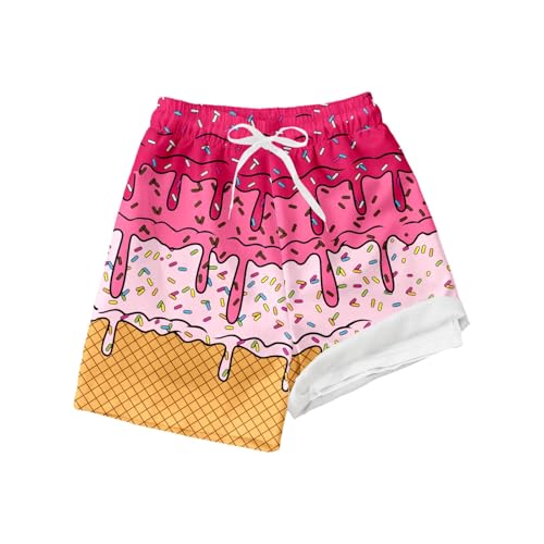 Ice Cream Boys Casual Shorts with Compression Liner Elastic Waist Shorts with Pockets Summer Beach Pool Swimwear3