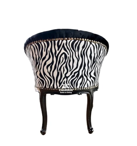 CasAmin Home & Living Chaise à cocktail style baroque français en zèbre noir nostalgique en...