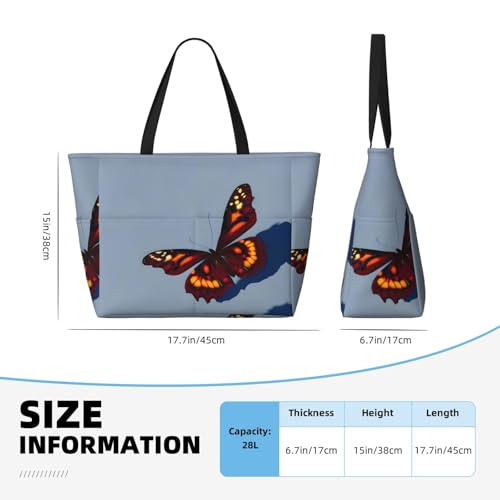 Beautiful Butterflies Large Beach Tote Bag Women Beach Tote Bag For Pool Gym Grocery Travel With Multiple Pocket4